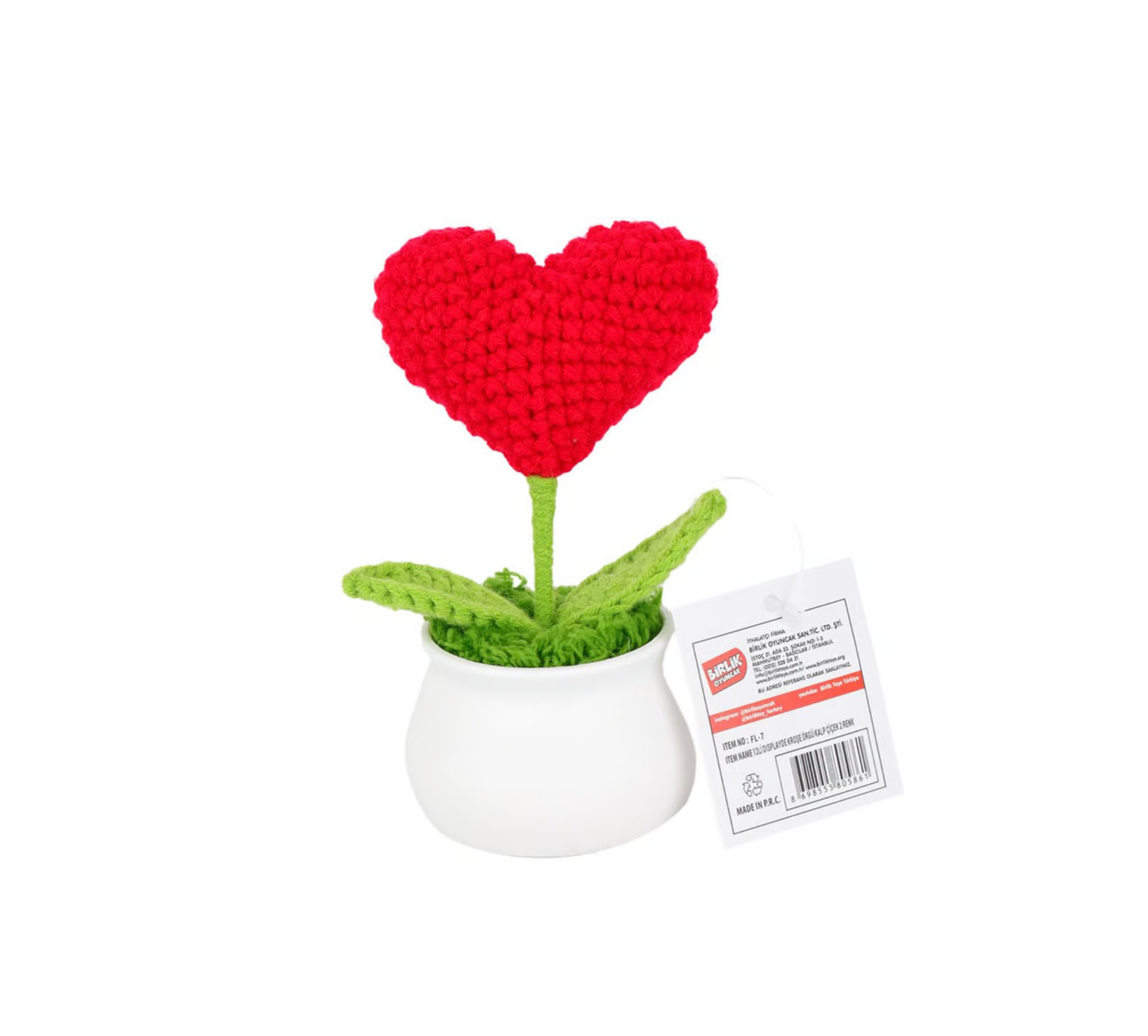 Saksı Kalp Kroşe Örgü Figür