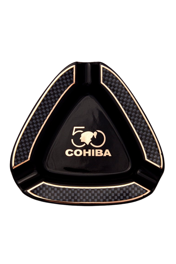 Cohiba 50. Yıl Karbon Desenli Siyah Porselen Üçlü Puro Küllüğü
