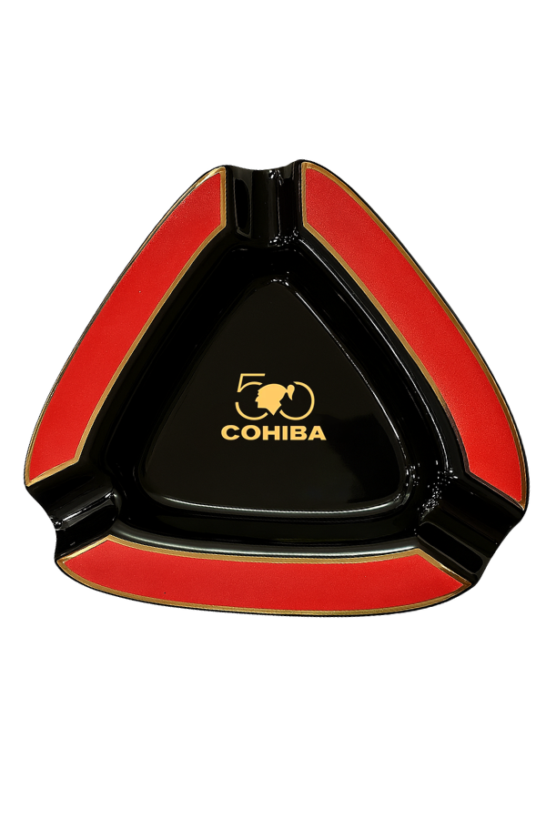 Cohiba 50. Yıl Kırmızı-Siyah Porselen Üçlü Puro Küllüğü