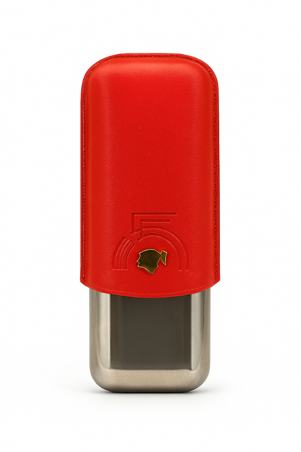 Cohiba 55. Yıl Kırmızı Deri-Metal İkili Puro Kılıfı