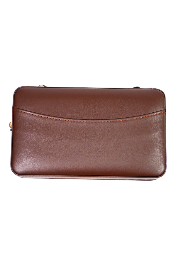 Cohiba Dahili Çakmaklı Kahverengi Mozaik Desenli Deri Puro Taşıma Çantası - Seyahat Humidoru