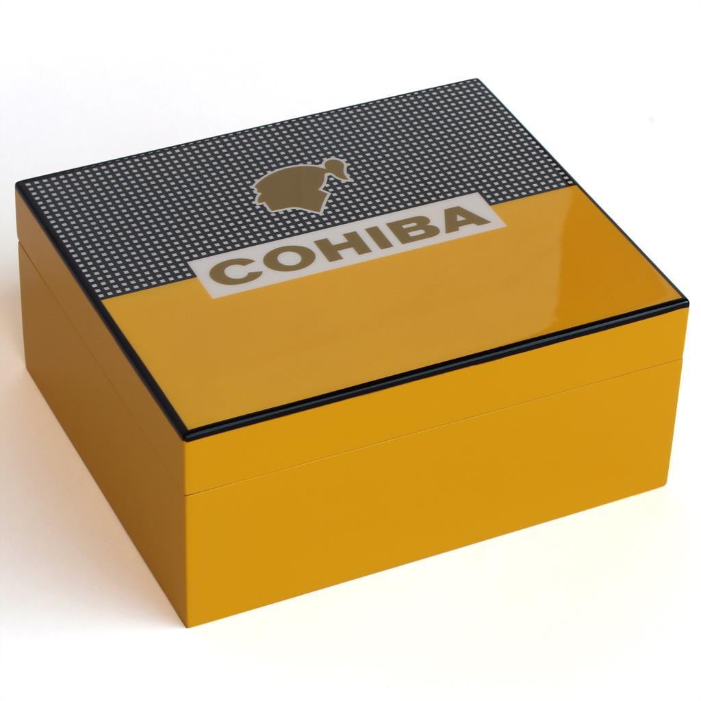 Cohiba Sarı-Karbon Desenli Puro Humidor Seti