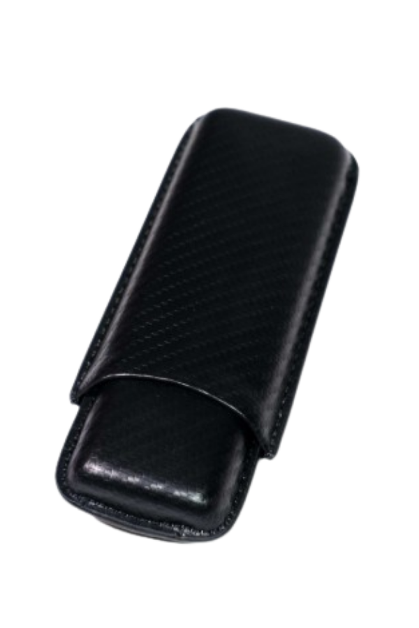 PQ Siyah Karbon Desenli İkili Deri Puro Kılıfı